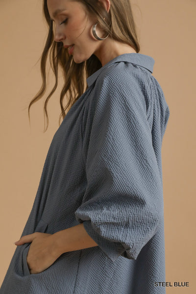 Textured Puff Sleeve Dress