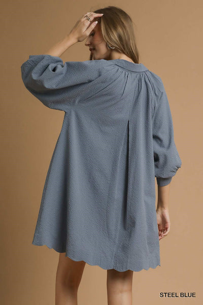 Textured Puff Sleeve Dress