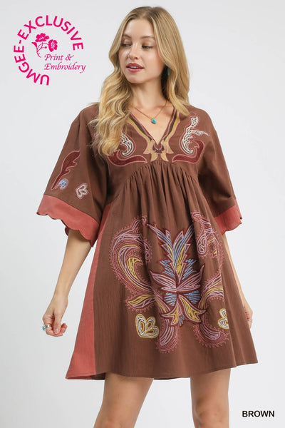 Embroidered Boho Tunic Dress