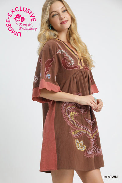 Embroidered Boho Tunic Dress