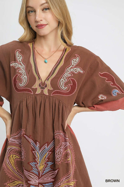 Embroidered Boho Tunic Dress