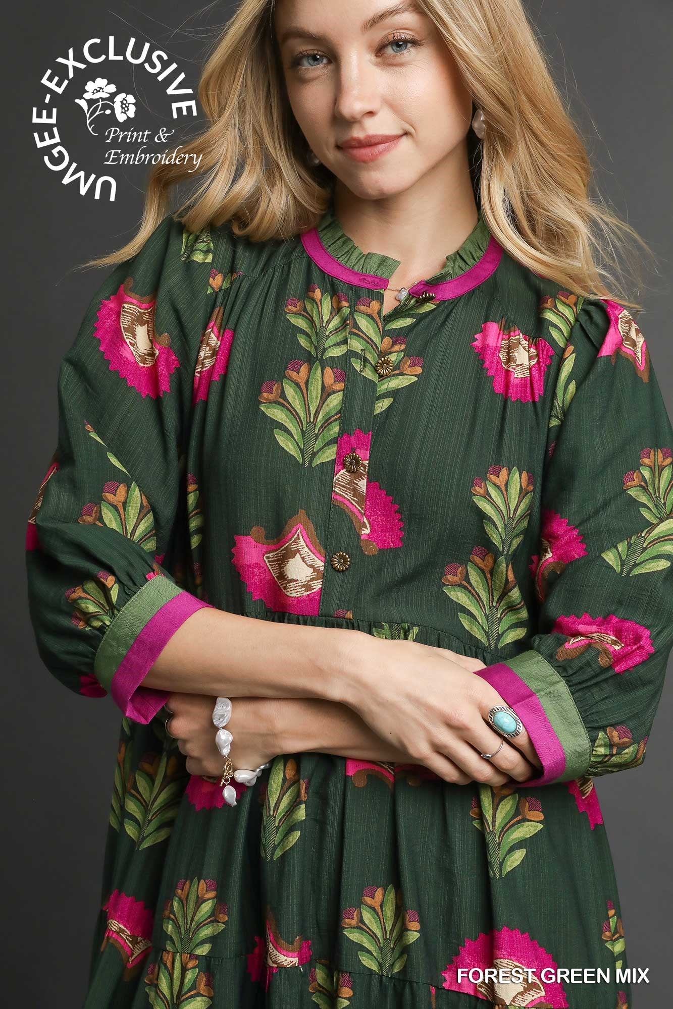 Floral Print Tiered Midi Dress