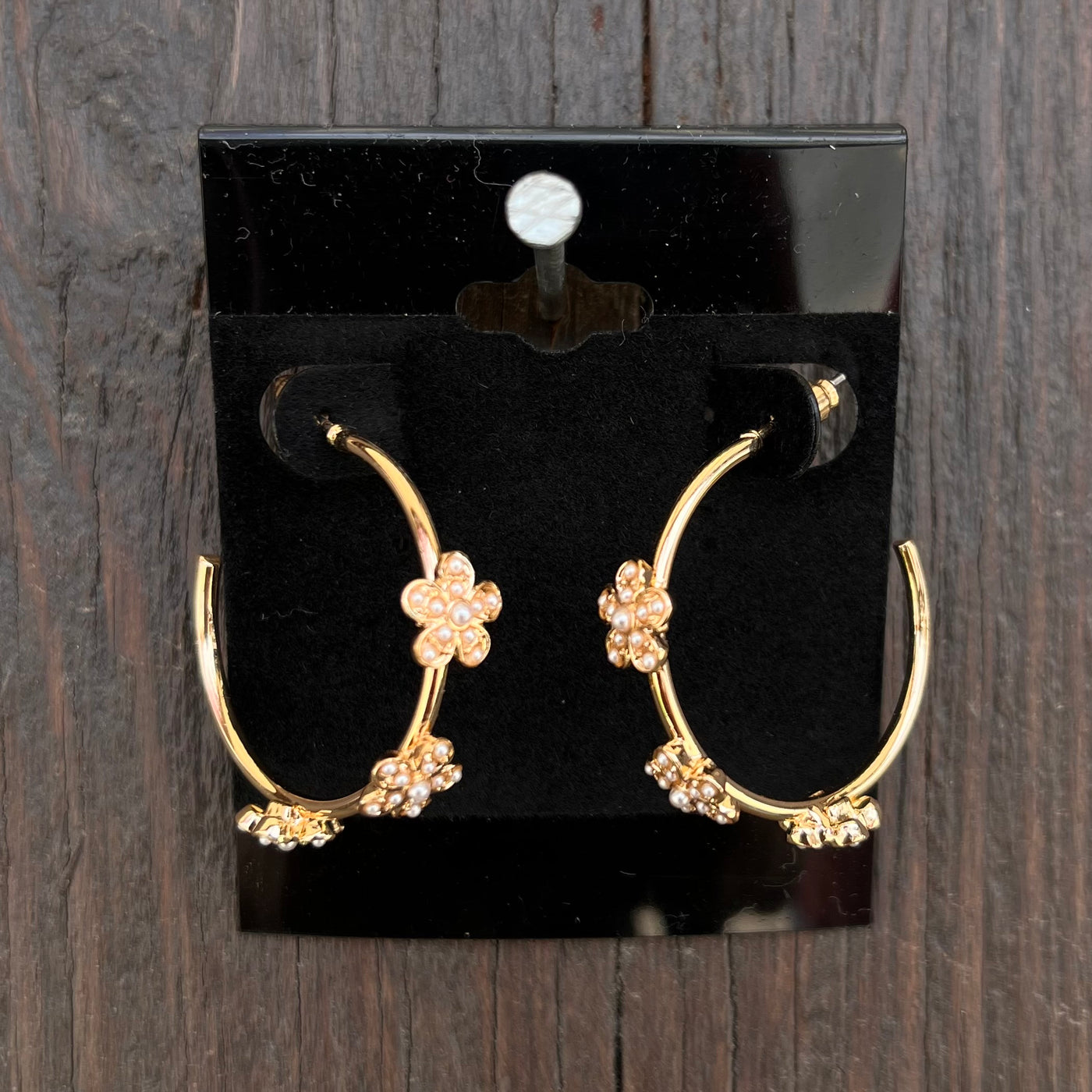Floral Pearl Studded Hoop Earring