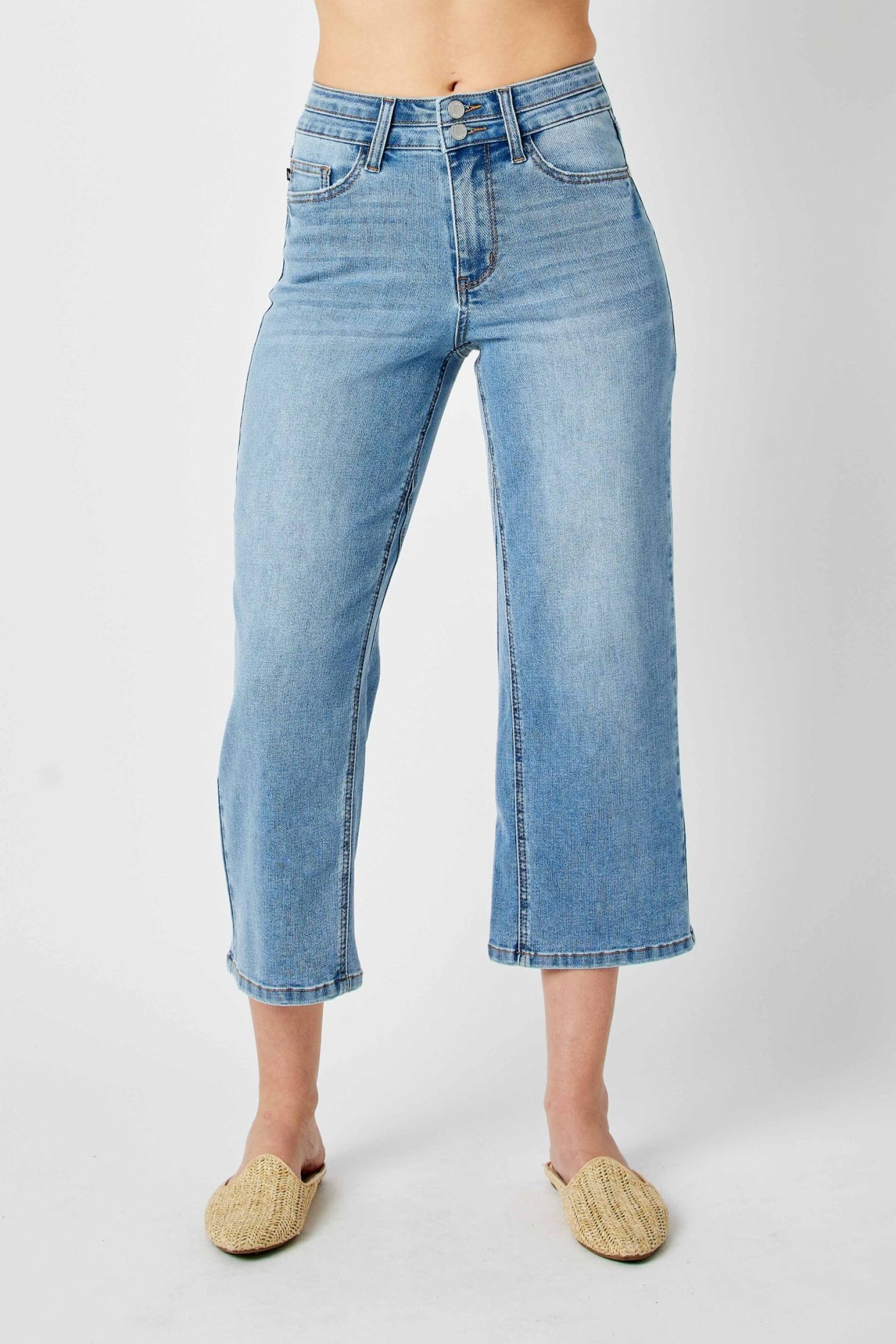 High Rise Double Waistband Cropped Jean