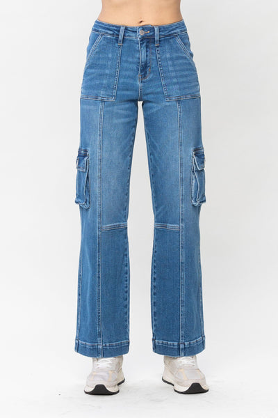 High Rise Wide Leg Cargo Jeans