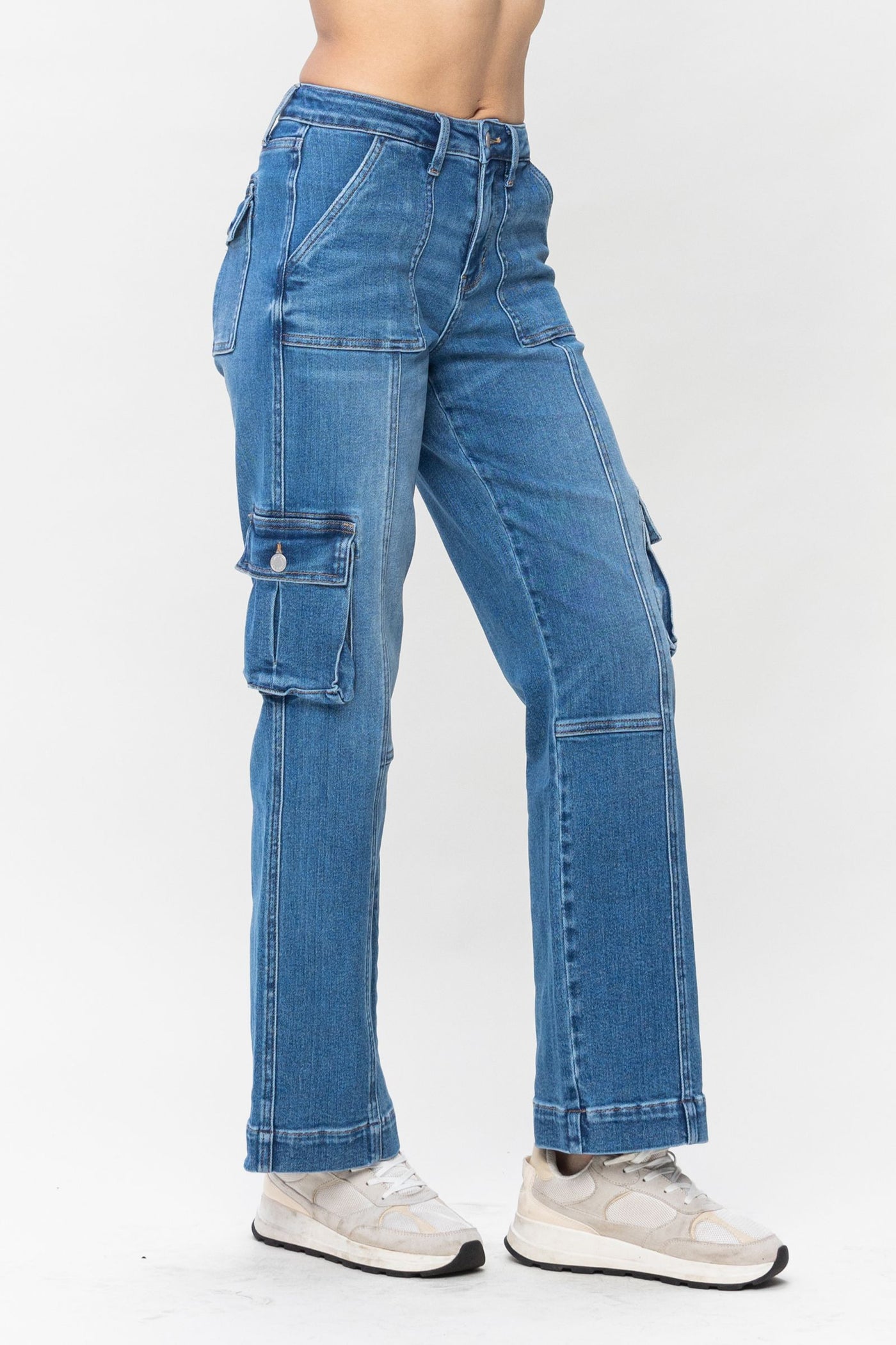 High Rise Wide Leg Cargo Jeans