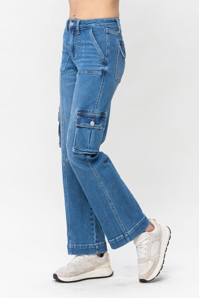 High Rise Wide Leg Cargo Jeans