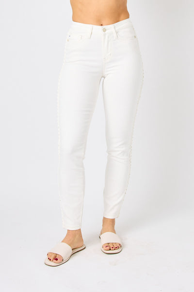 Mid Rise Braided Detail Jean
