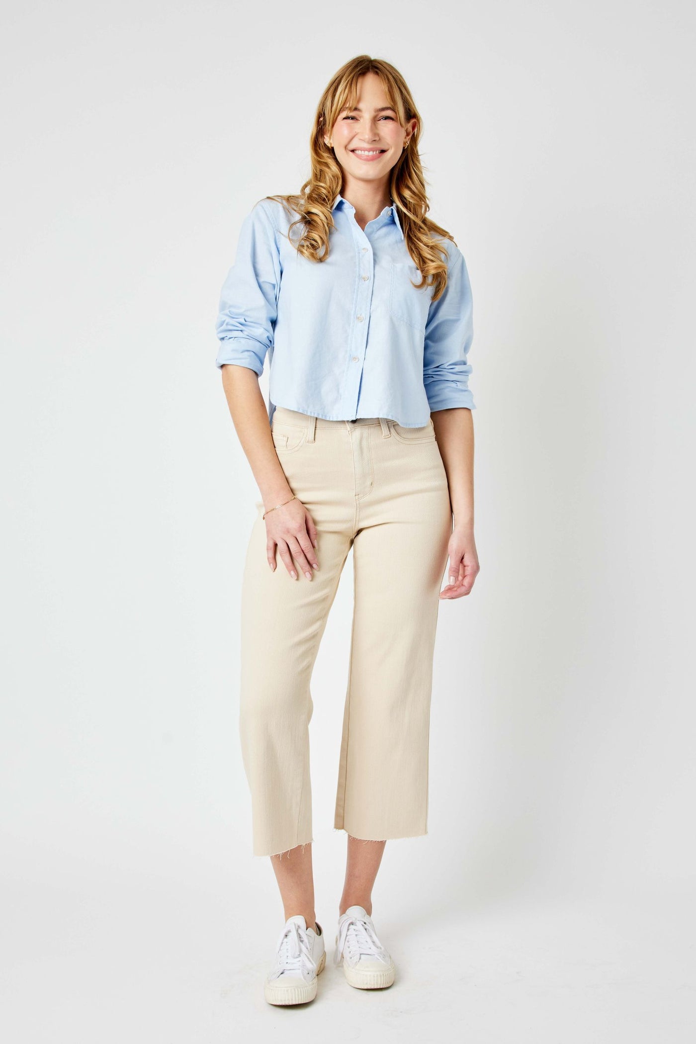 High Rise Dyed Cropped Wide Leg Jean