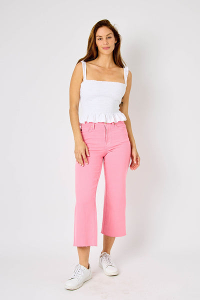 High Rise Dyed Cropped Wide Leg Jean