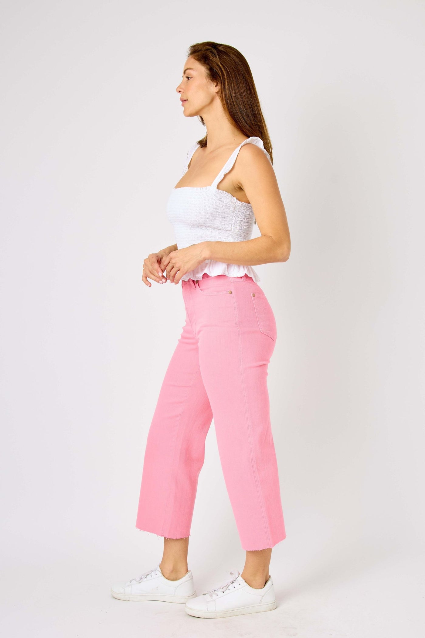 High Rise Dyed Cropped Wide Leg Jean