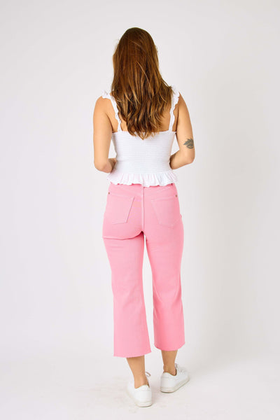 High Rise Dyed Cropped Wide Leg Jean