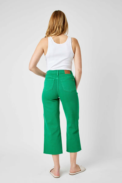 High Rise Dyed Cropped Wide Leg Jean