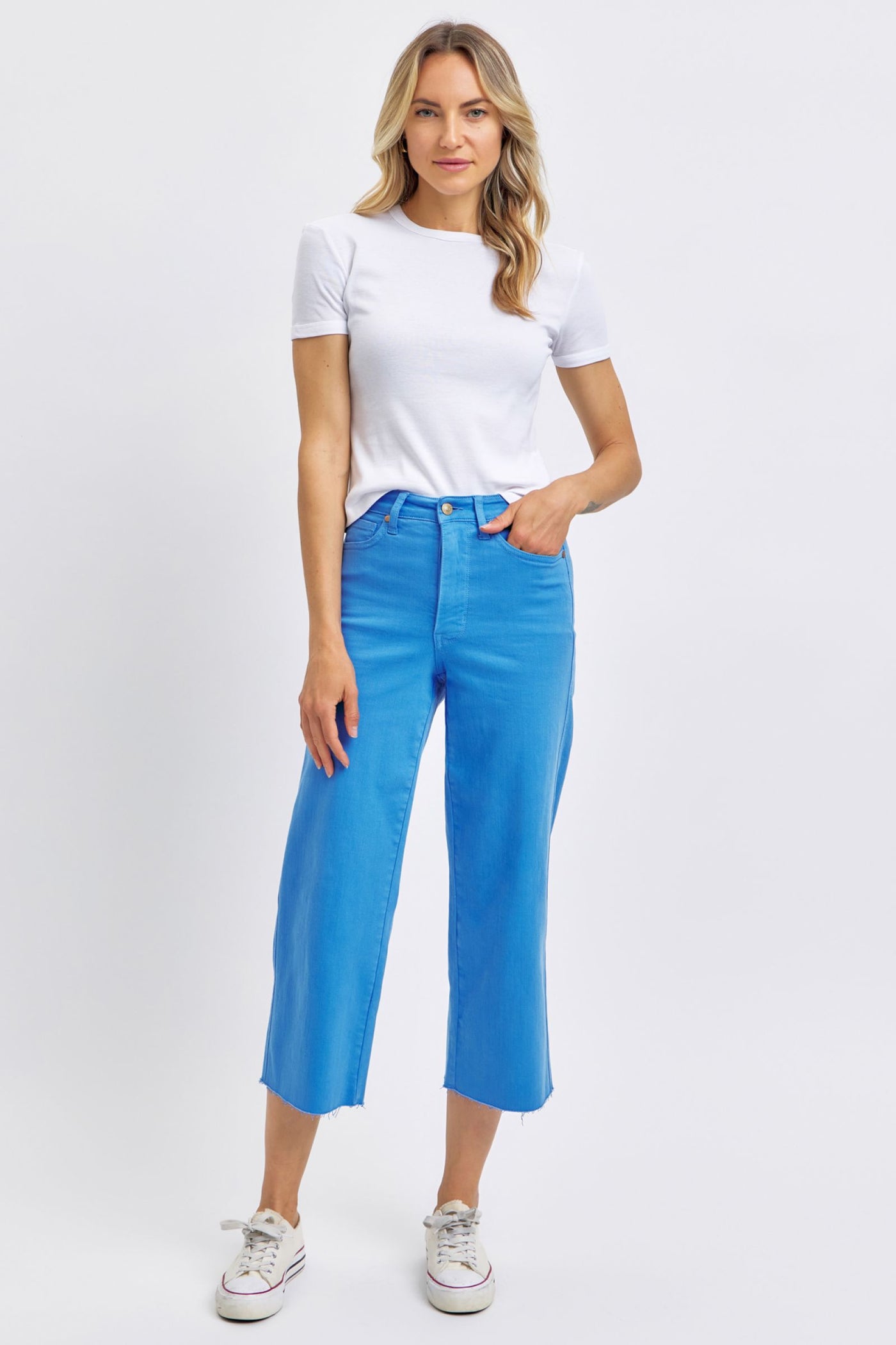 High Rise Dyed Cropped Wide Leg Jean