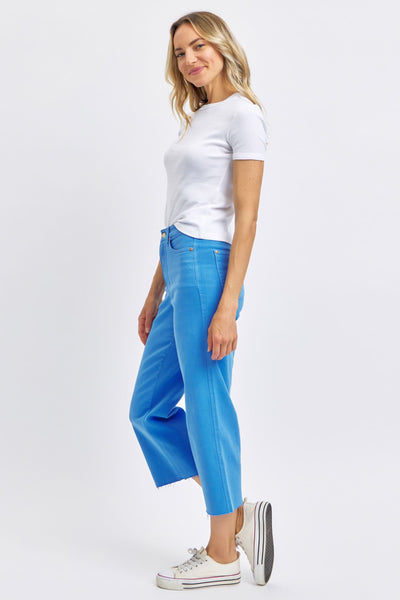 High Rise Dyed Cropped Wide Leg Jean