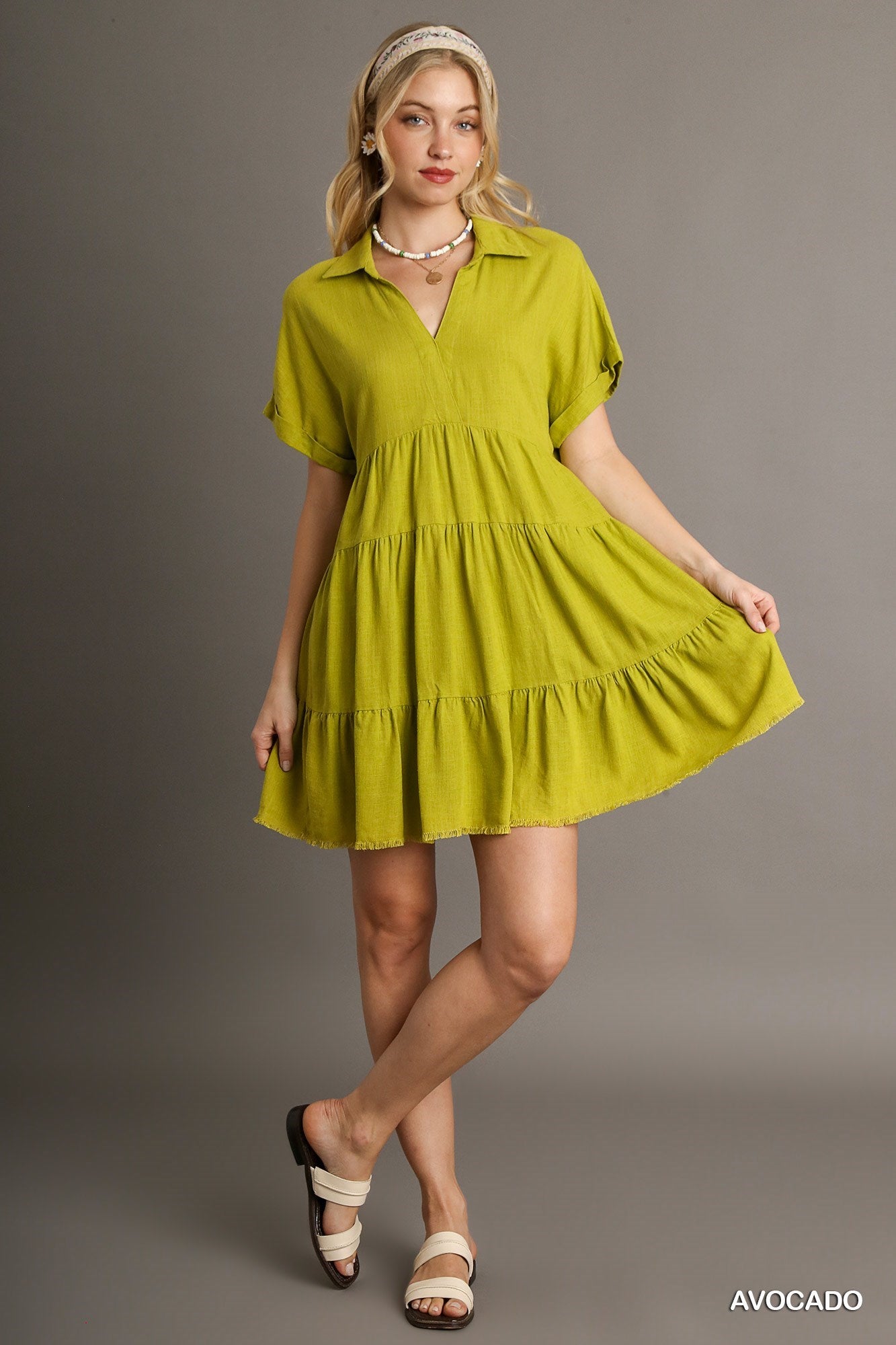 Collared Ruffle Tier Dress