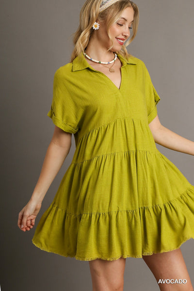 Collared Ruffle Tier Dress