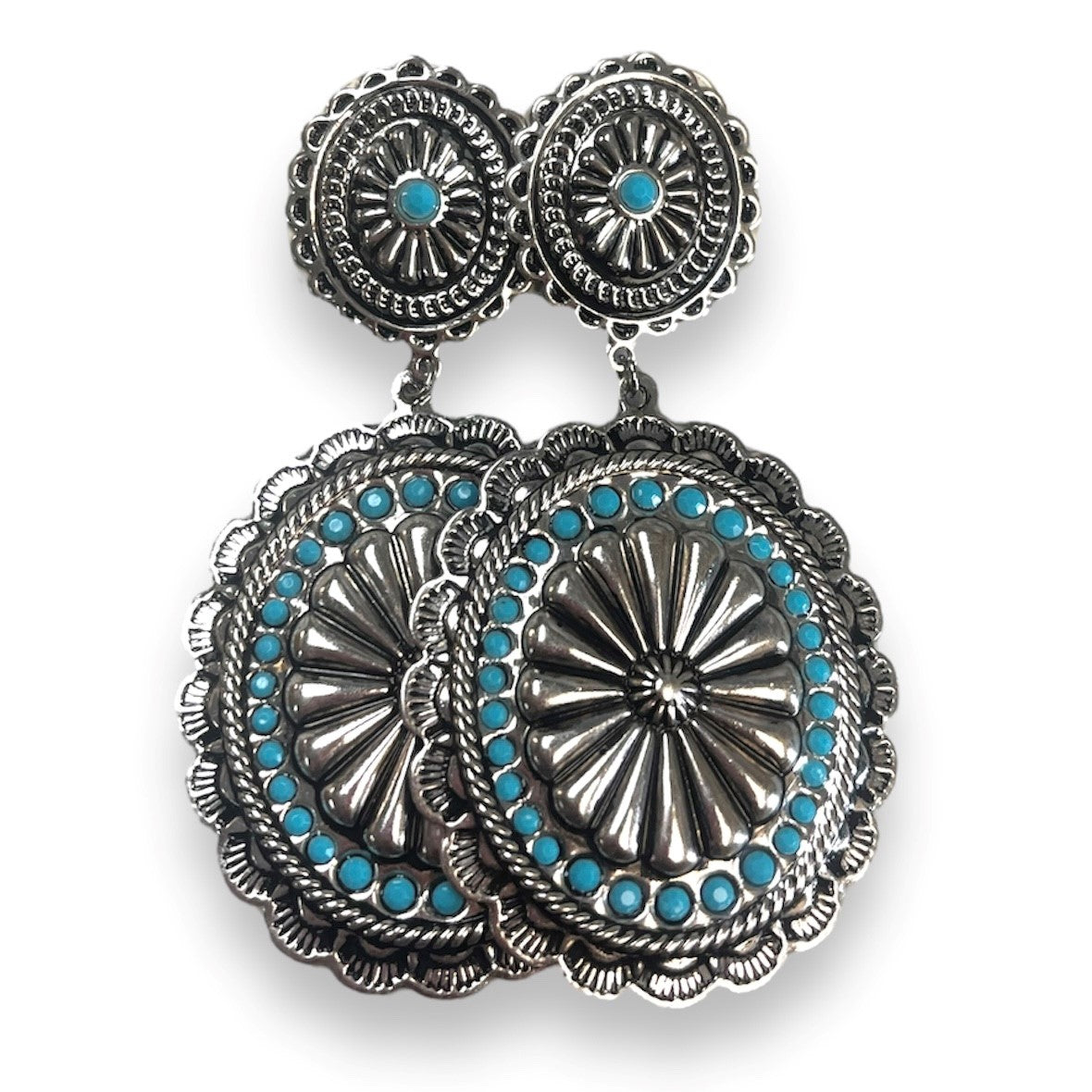 Turquoise Oval Concho Earring