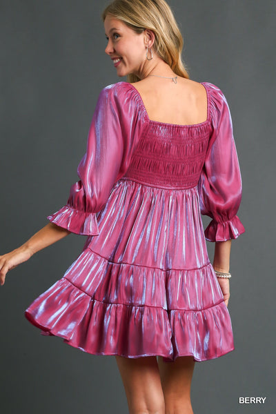 Satin Smocked Tier Dress