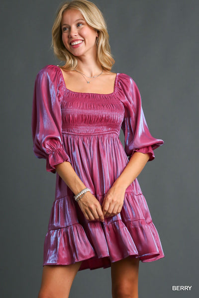 Satin Smocked Tier Dress