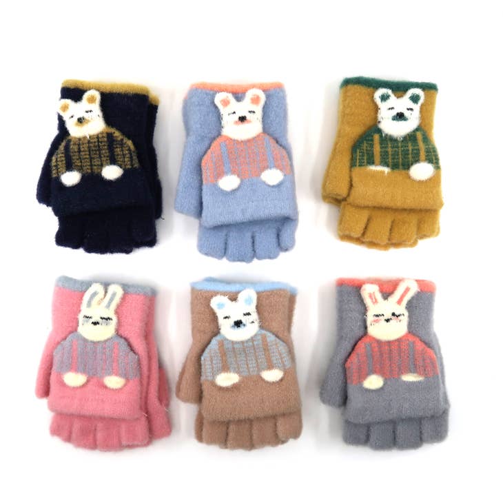Kids Bear & Bunny Knitted Gloves