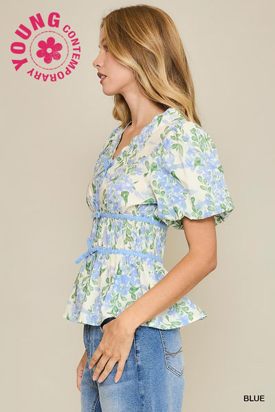 Puff Sleeve Bow Detail Blouse