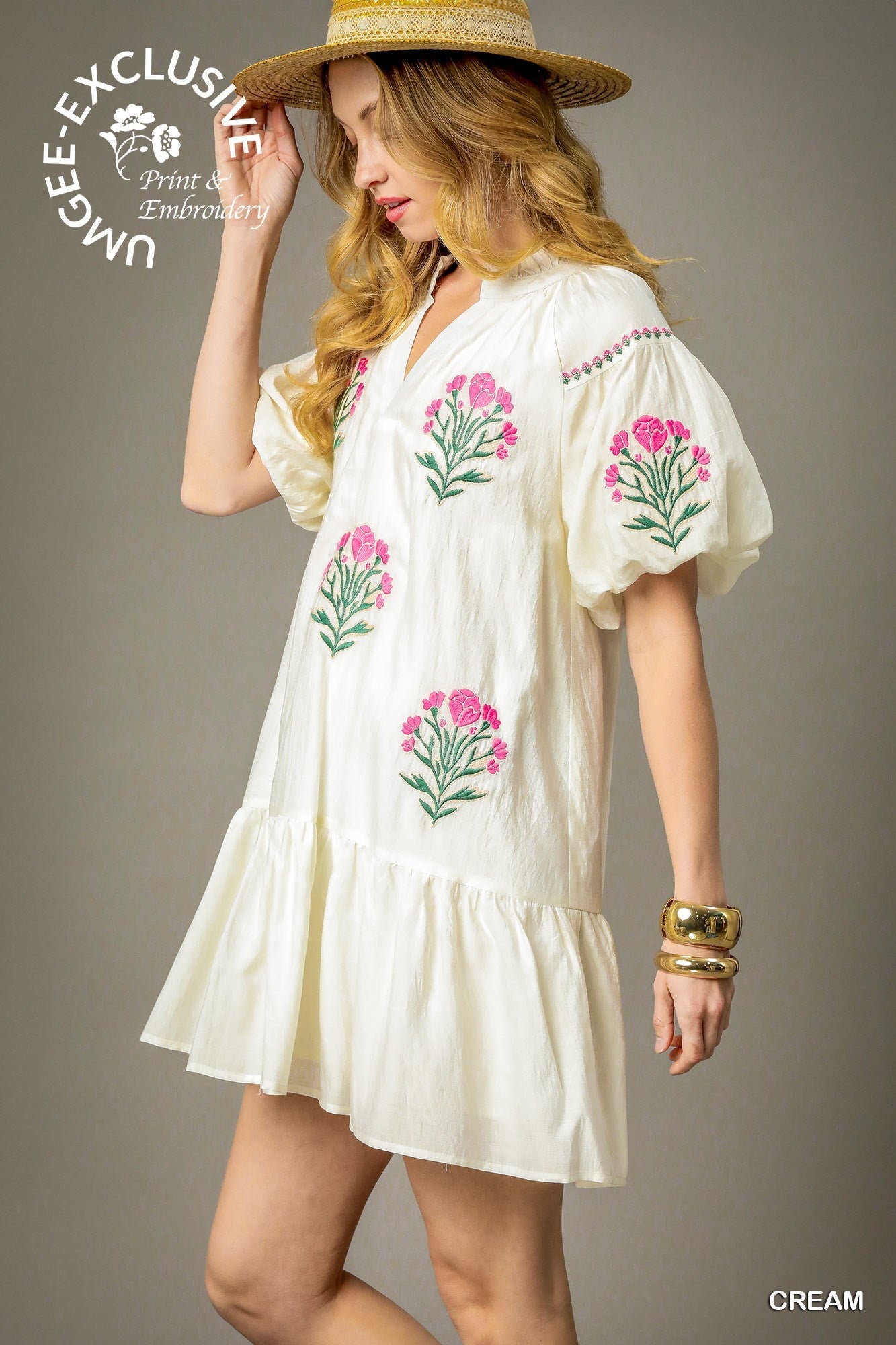 Floral Embroidered Mini Dress