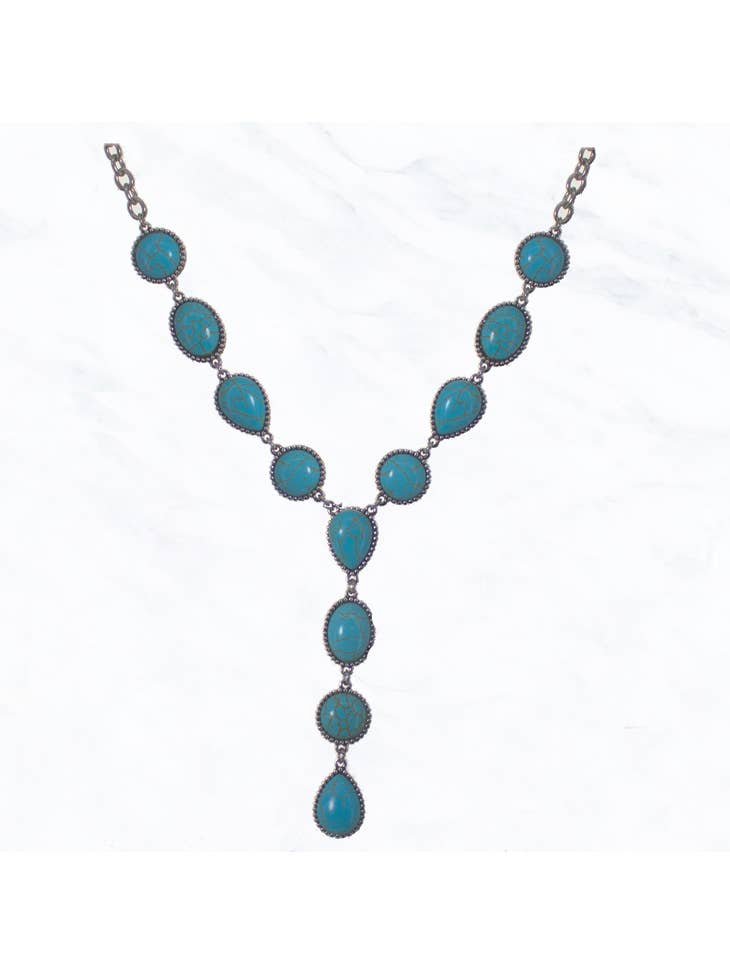 Turquoise Cabochon Y Necklace