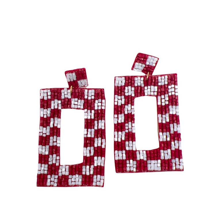 Beaded Checkered Earring