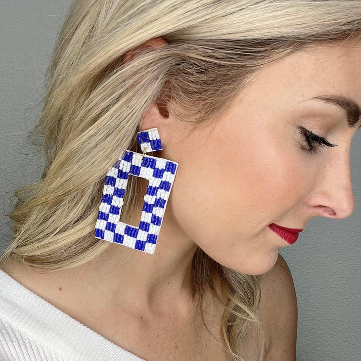 Beaded Checkered Earring