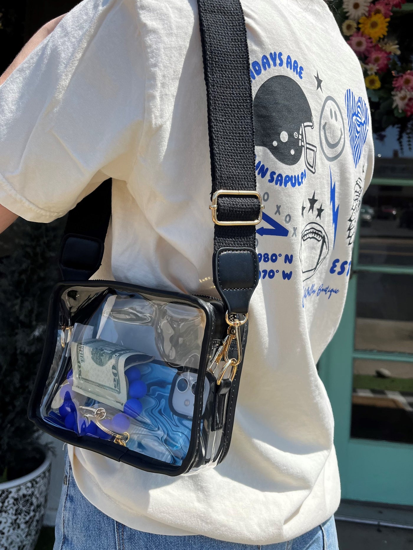 Clear Canvas Strap Purse