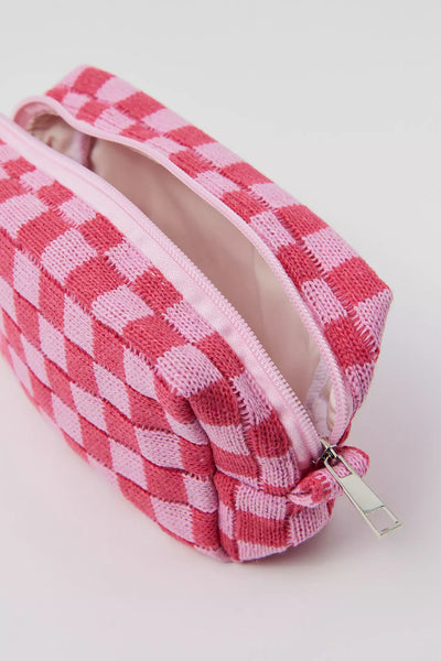 On The Run Checkered Cosmetic Pouch
