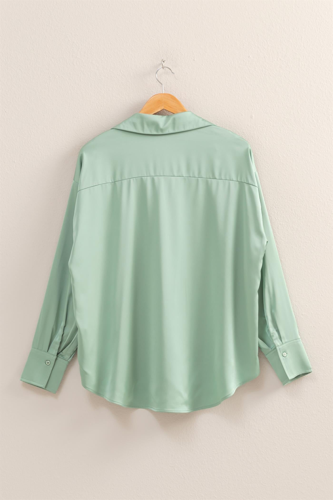 Collared Notch Neck Satin Blouse