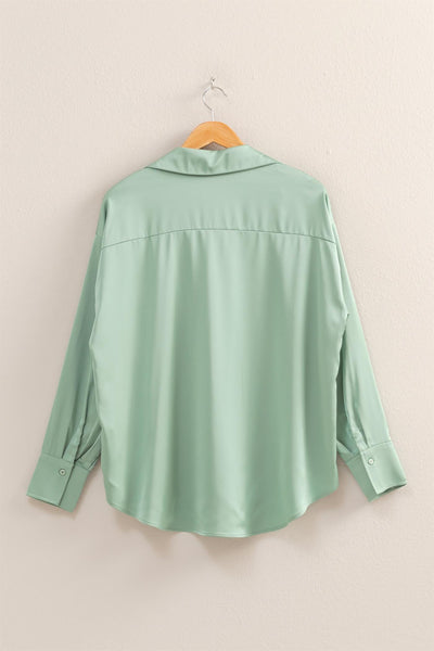 Collared Notch Neck Satin Blouse