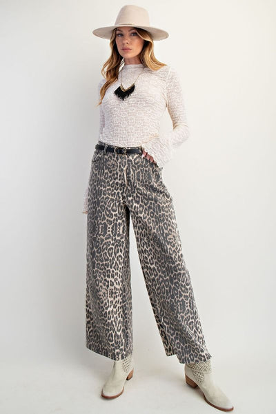 Animal Print Twill Pants