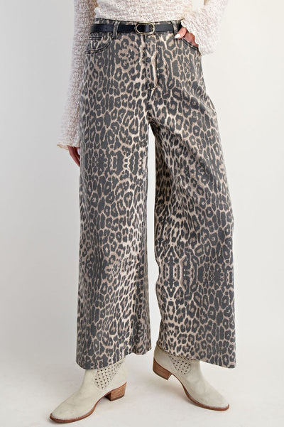 Animal Print Twill Pants
