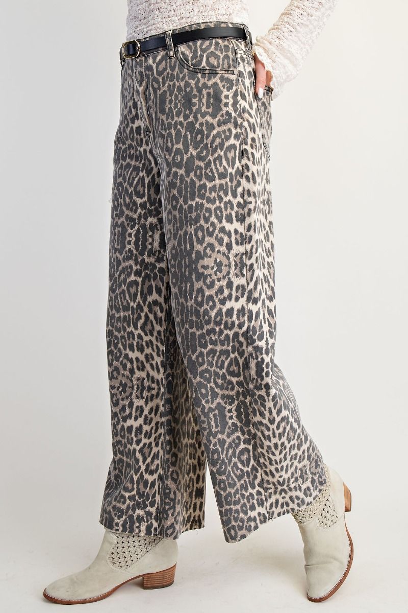 Animal Print Twill Pants