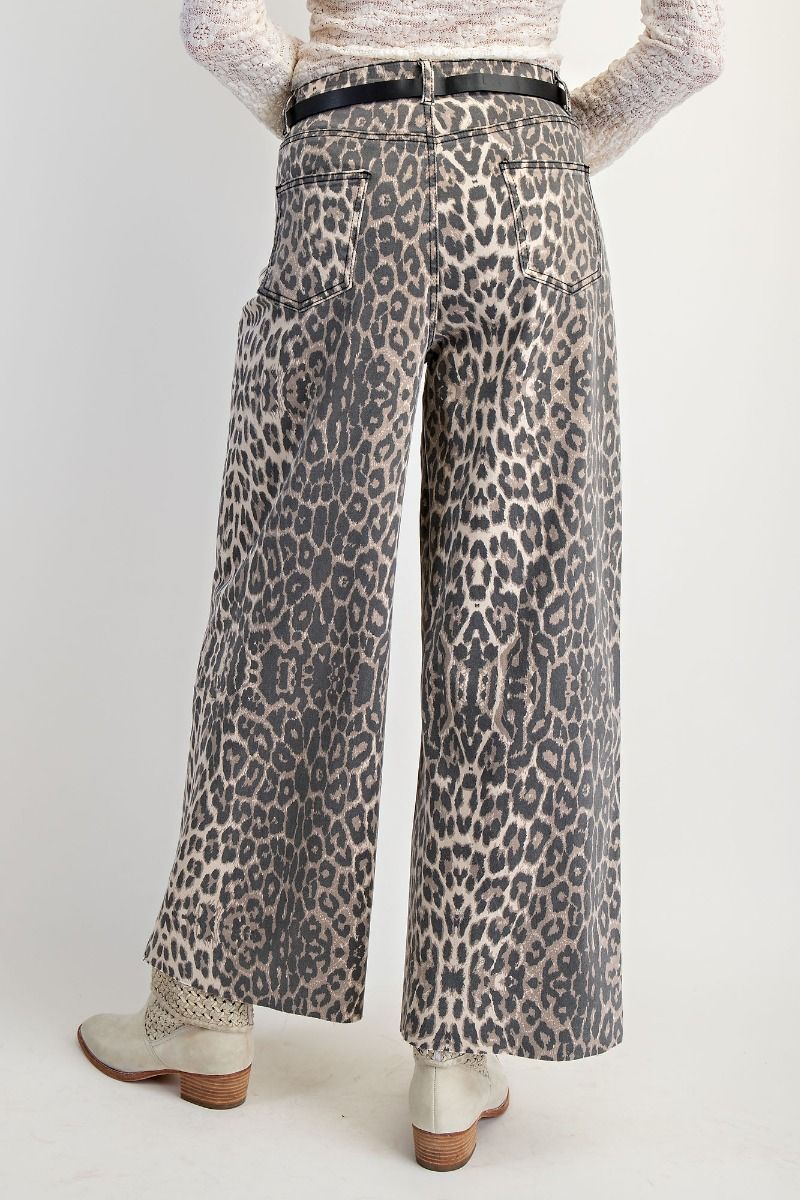 Animal Print Twill Pants