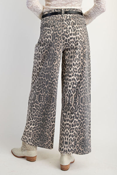 Animal Print Twill Pants