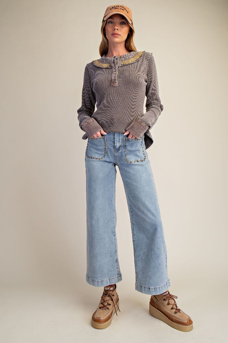 Stud Detail Denim Pants