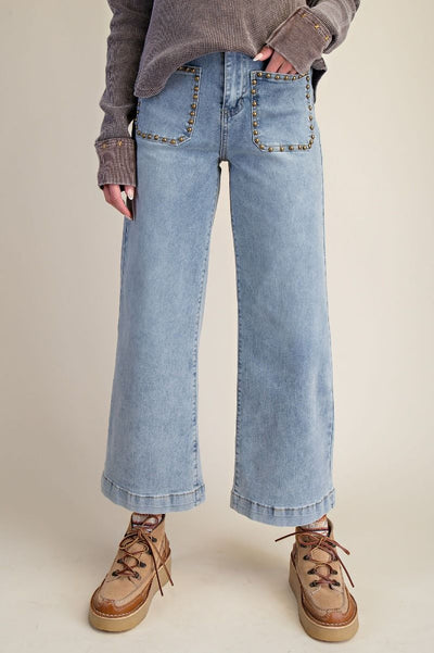 Stud Detail Denim Pants
