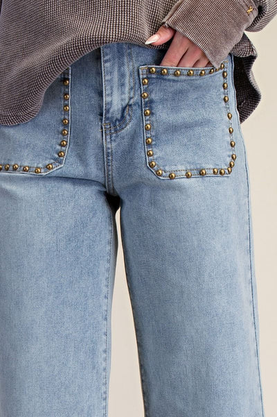 Stud Detail Denim Pants
