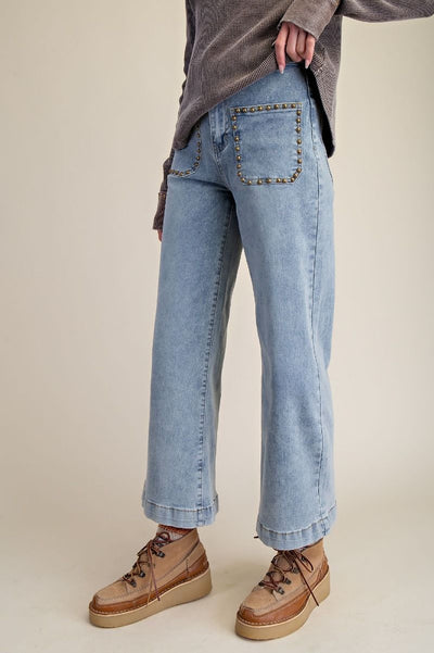 Stud Detail Denim Pants