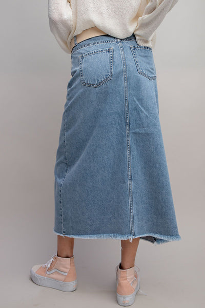 Front Slit Denim Skirt