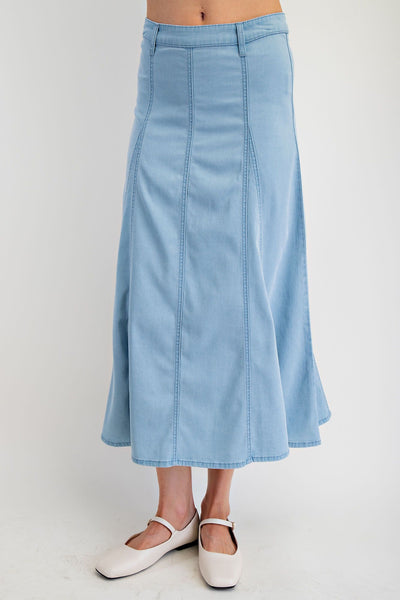 A Line Denim Maxi Skirt