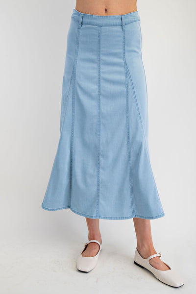 A Line Denim Maxi Skirt