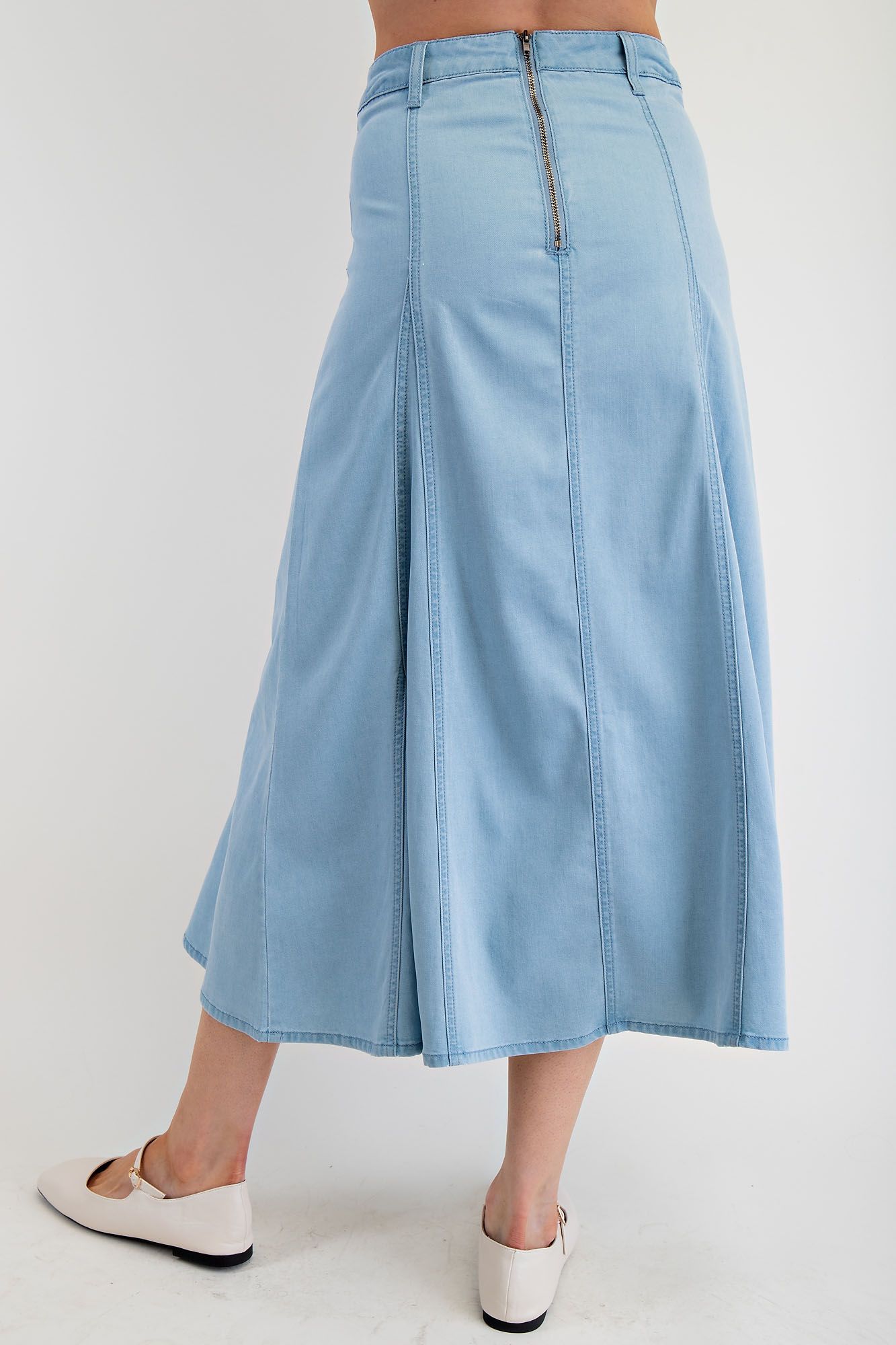 A Line Denim Maxi Skirt