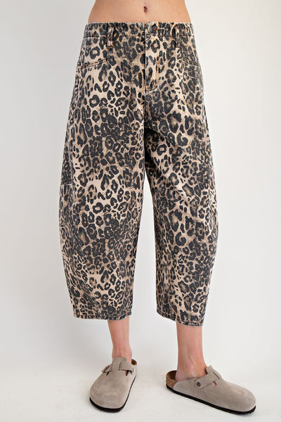Leopard Print Barrel Jeans