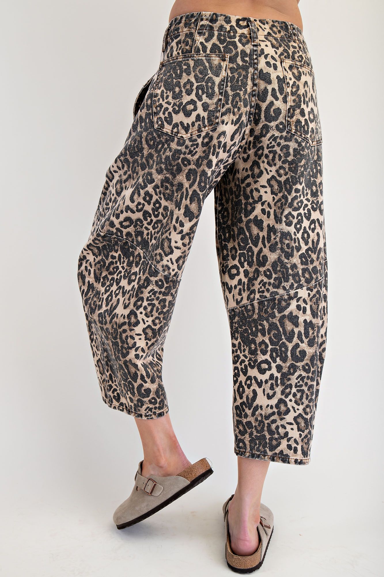 Leopard Print Barrel Jeans