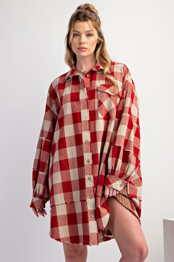 mixed print shirt dress Mixed Print Mini Shirt Dress